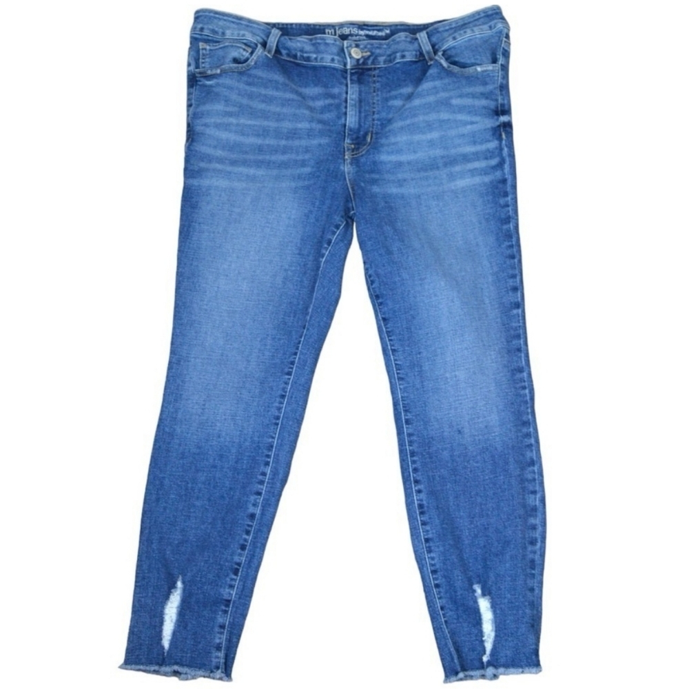 M Jeans by Maurices Mid-Fit Skinny Ankle Raw Hem Stretchy Jeans, Size 18W